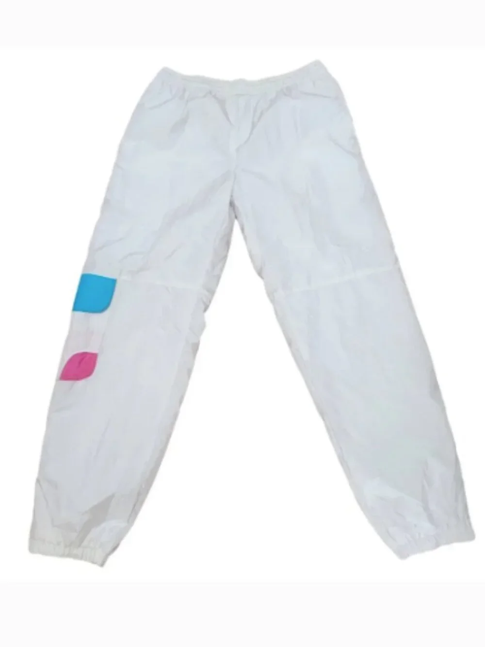 80s Vintage White Parachute Pants w/ Colorful Pocket by Sergio Valente| Medium